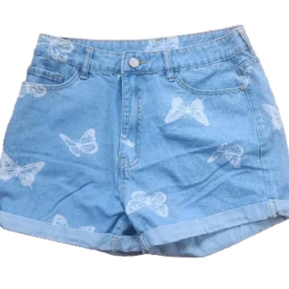 SHEIN Butterfly Denim Shorts SZ MED - Picture 2 of 5